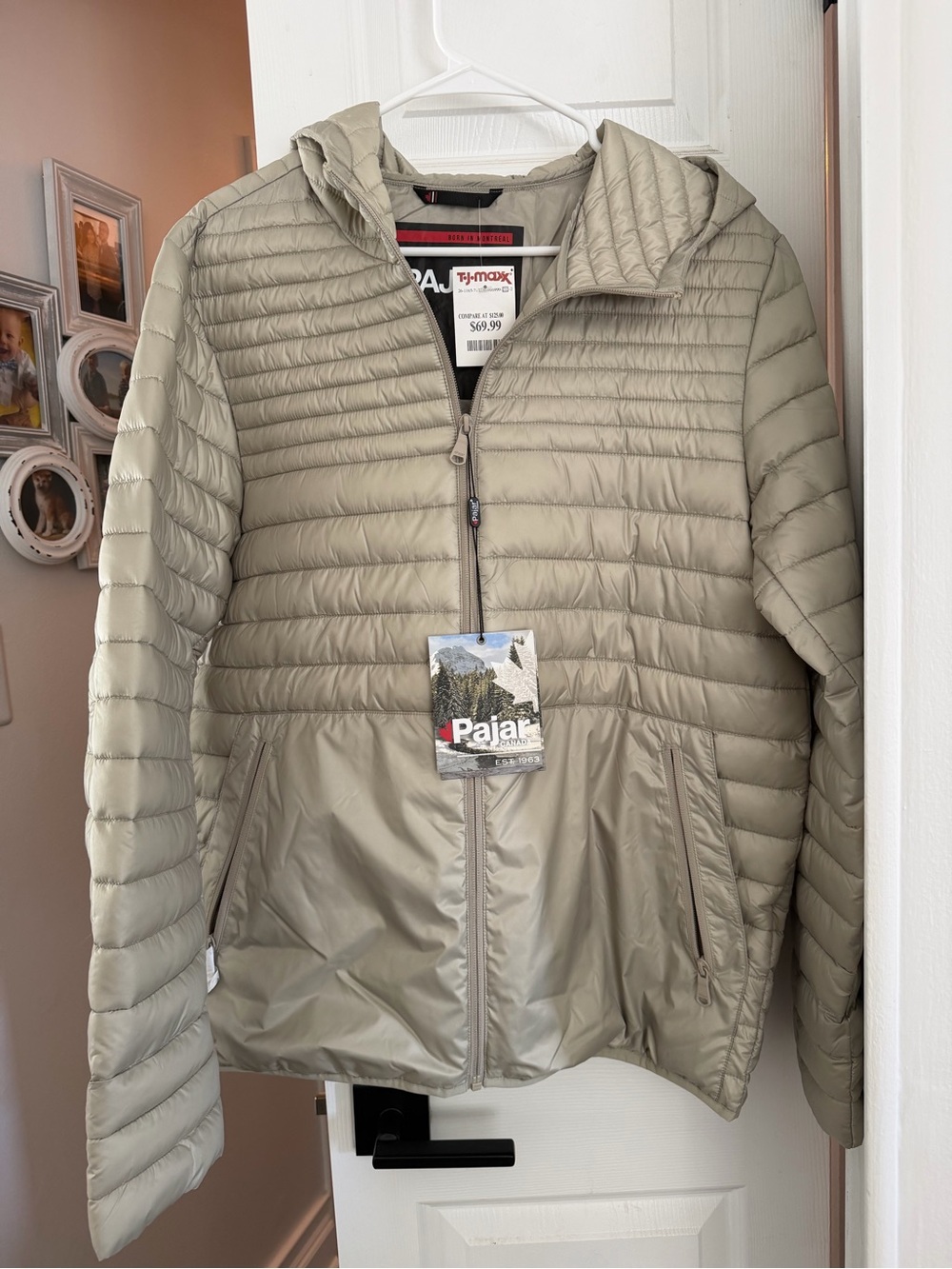 Pajar Men's Hooded Quilted Puffer Jacket - Sage Green NWT